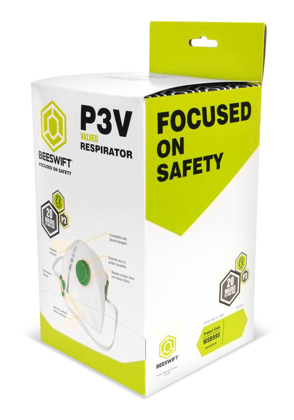 Beeswift Fold Flat P3 Valved Mask White