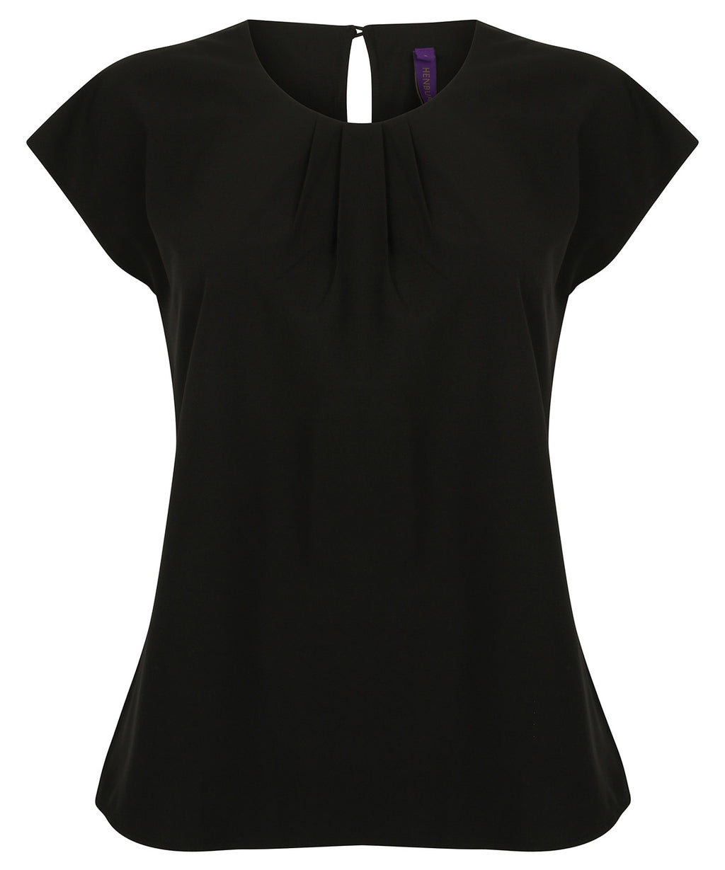 Women's Pleat Front Short Sleeve Blouse