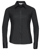 Women's Long Sleeve Polycotton Easycare Fitted Poplin Shirt
