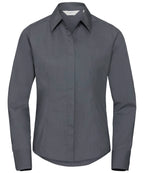 Women's Long Sleeve Polycotton Easycare Fitted Poplin Shirt