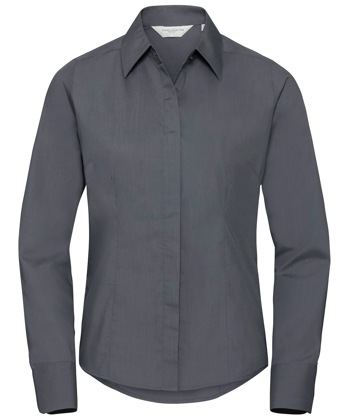 Women's Long Sleeve Polycotton Easycare Fitted Poplin Shirt