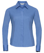 Women's Long Sleeve Polycotton Easycare Fitted Poplin Shirt