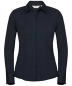Women's Long Sleeve Polycotton Easycare Fitted Poplin Shirt