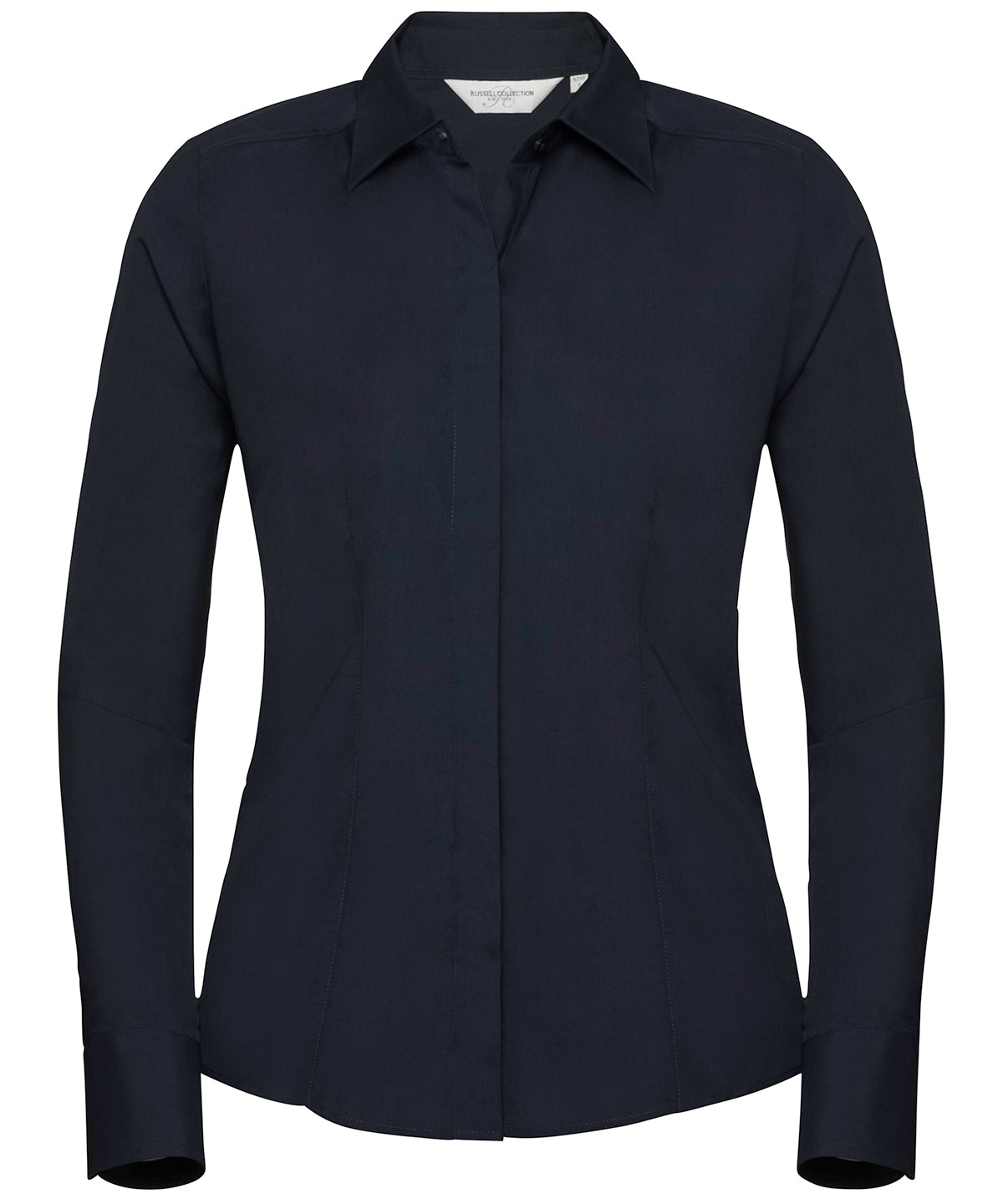 Women's Long Sleeve Polycotton Easycare Fitted Poplin Shirt