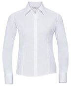 Women's Long Sleeve Polycotton Easycare Fitted Poplin Shirt