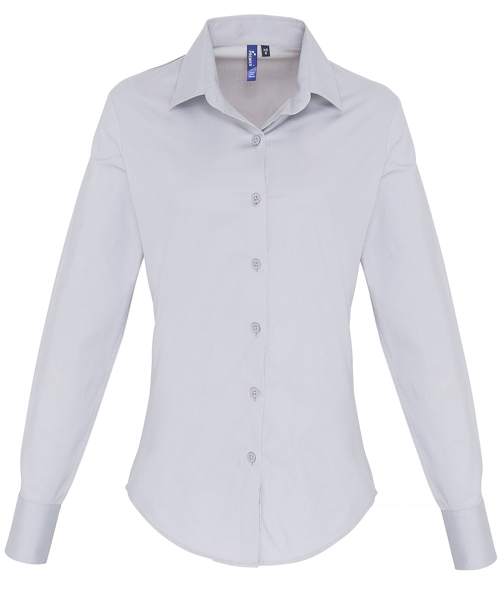 Women's Stretch Fit Cotton Poplin Long Sleeve Blouse