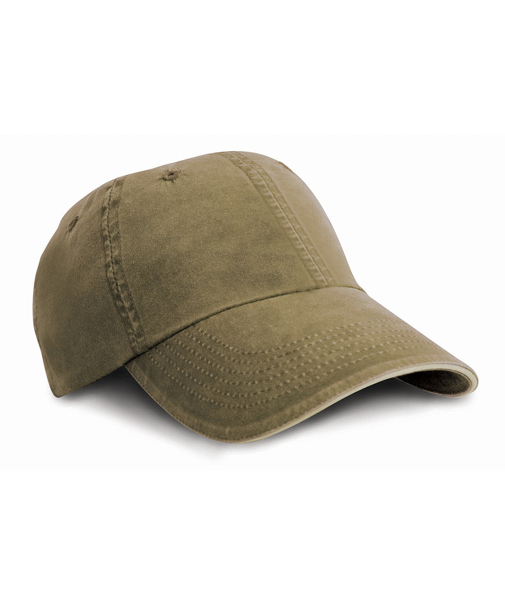 Washed Fine Line Cotton Cap with Sandwich Peak