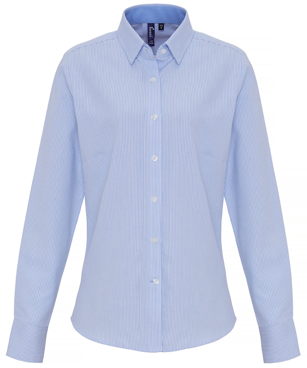 Women's Cotton-Rich Oxford Stripes Blouse