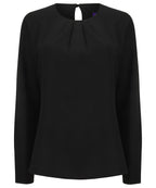 Women's Pleat Front Long Sleeve Blouse