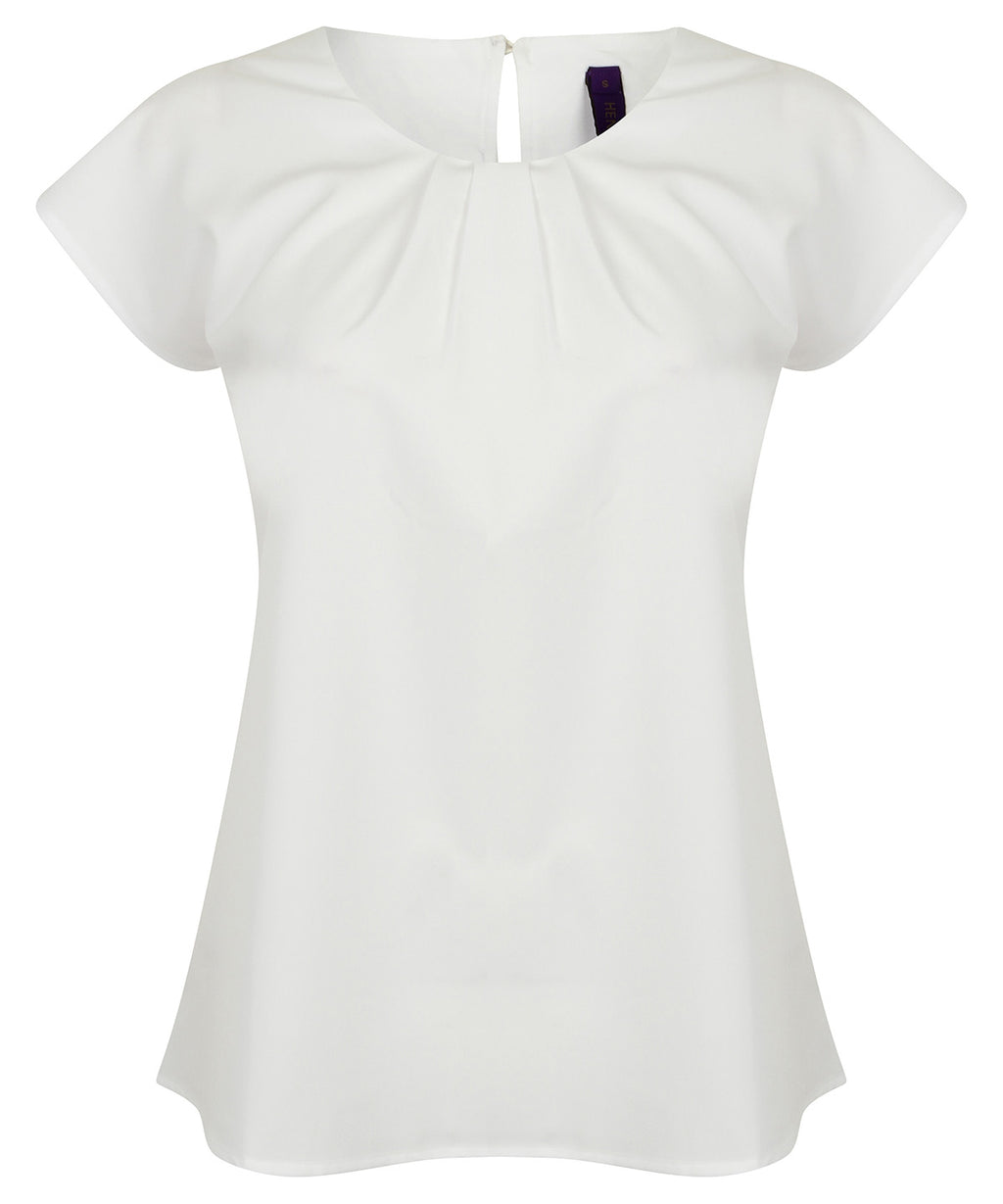 Women's Pleat Front Short Sleeve Blouse