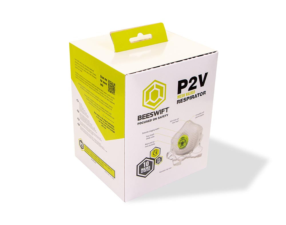 Beeswift Vented P2 Premium Mesh Cup Mask White