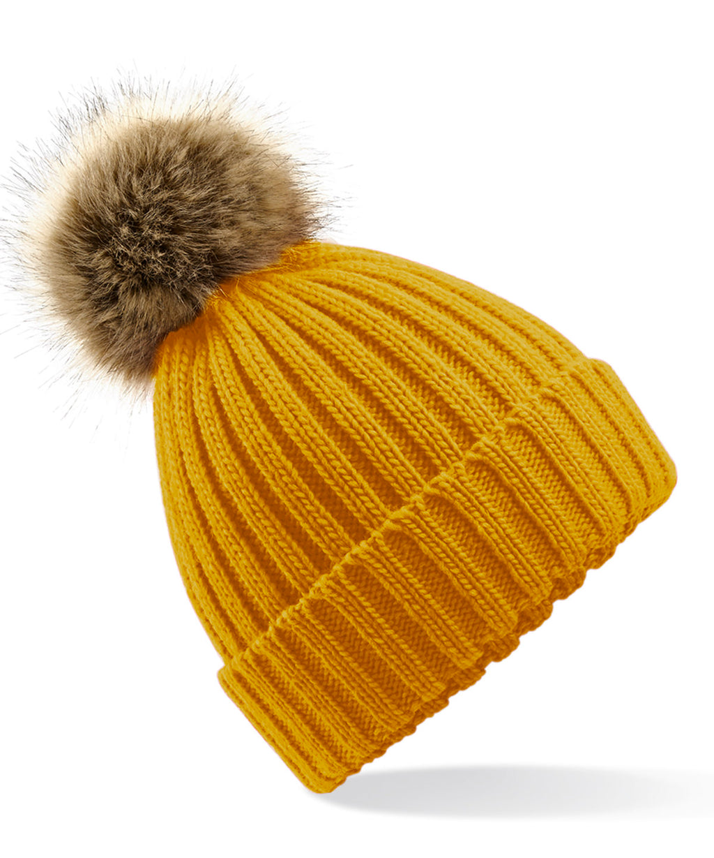 Fur Pop Pom Chunky Beanie