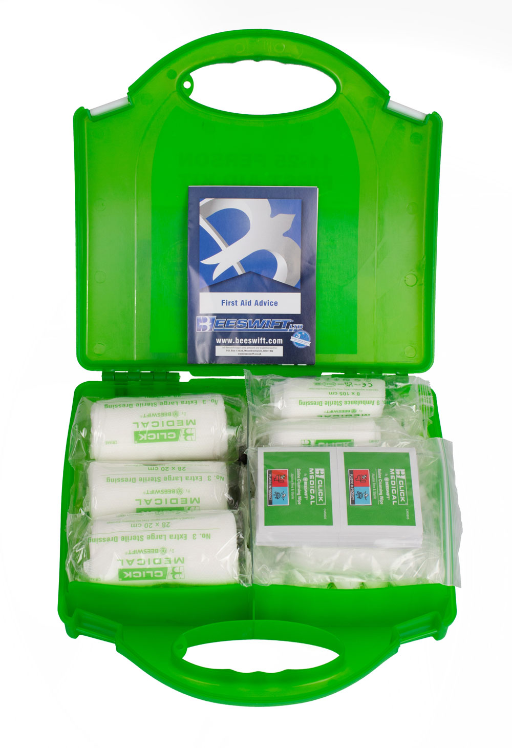 Click Medical 11-25 Person Hsa Irish First Aid Kit With Eyewash And Burn Dressings Green