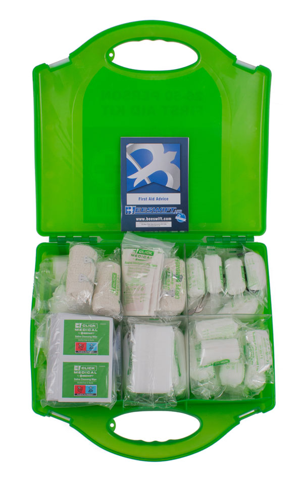 Click Medical 26-50 Person First Aid Kit With Eyewash And Burn Dressings Green