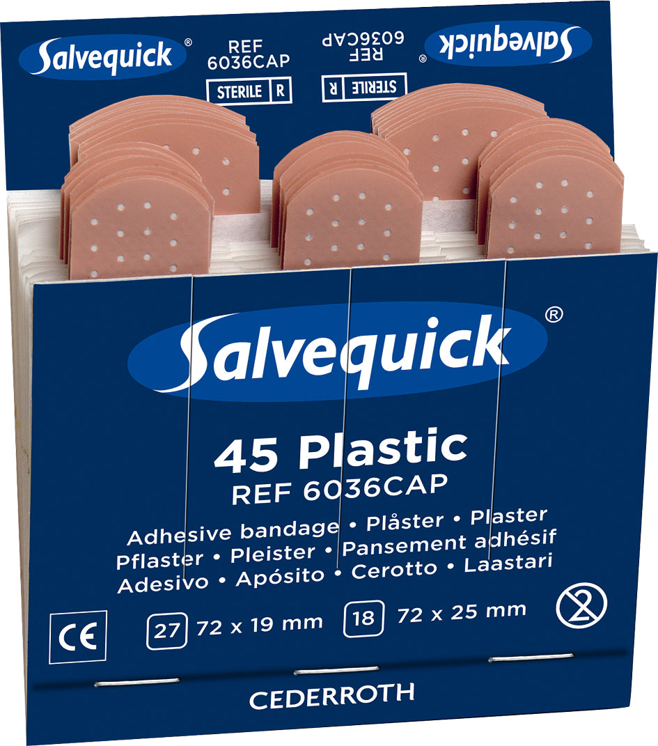 Salvequick Waterproof Plasters Refill Pack 6x45 Flesh