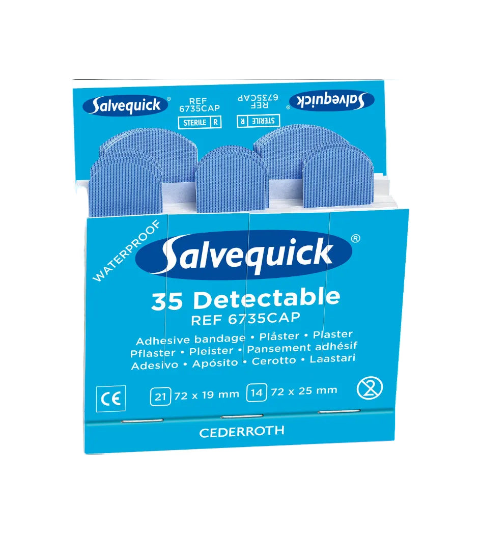 Salvequick Detectable Plasters Refill Pack 6x35 Blue