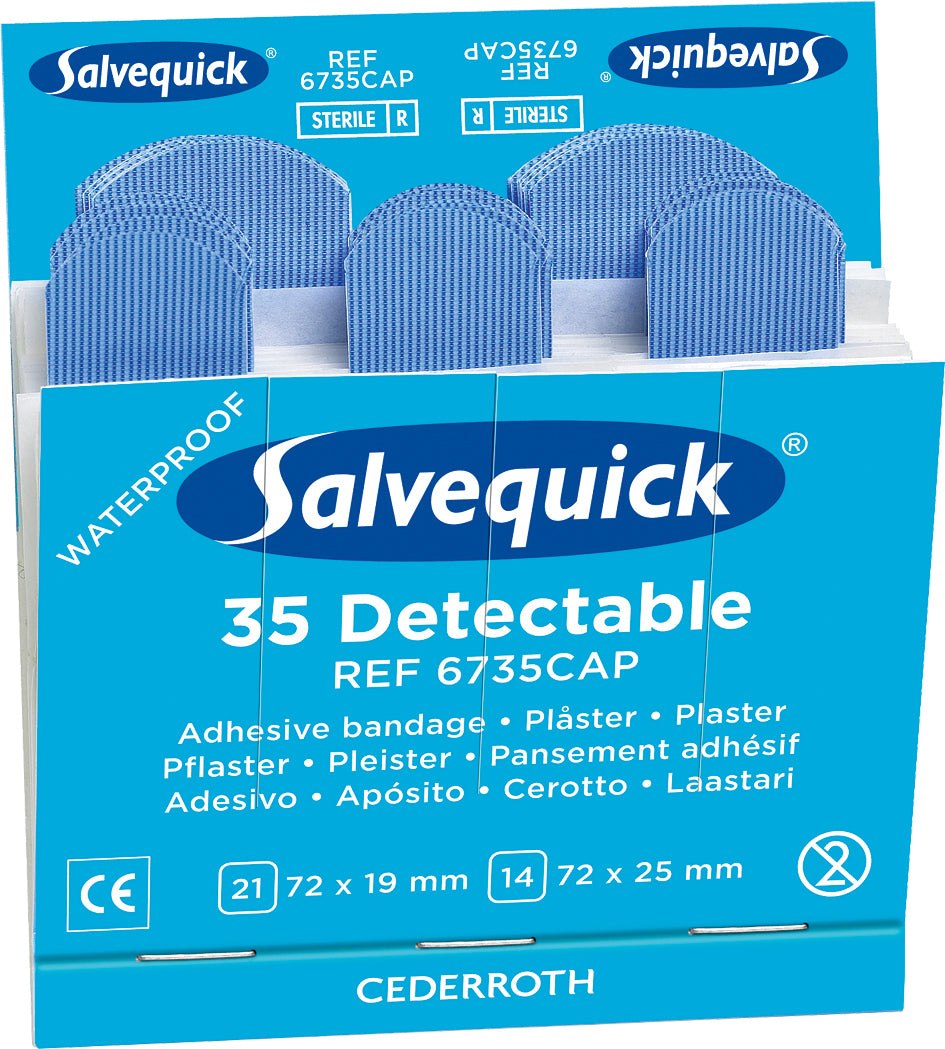 Salvequick Detectable Plasters Refill Pack 6x35 Blue