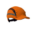Orange cap with reflective black strip on a white background