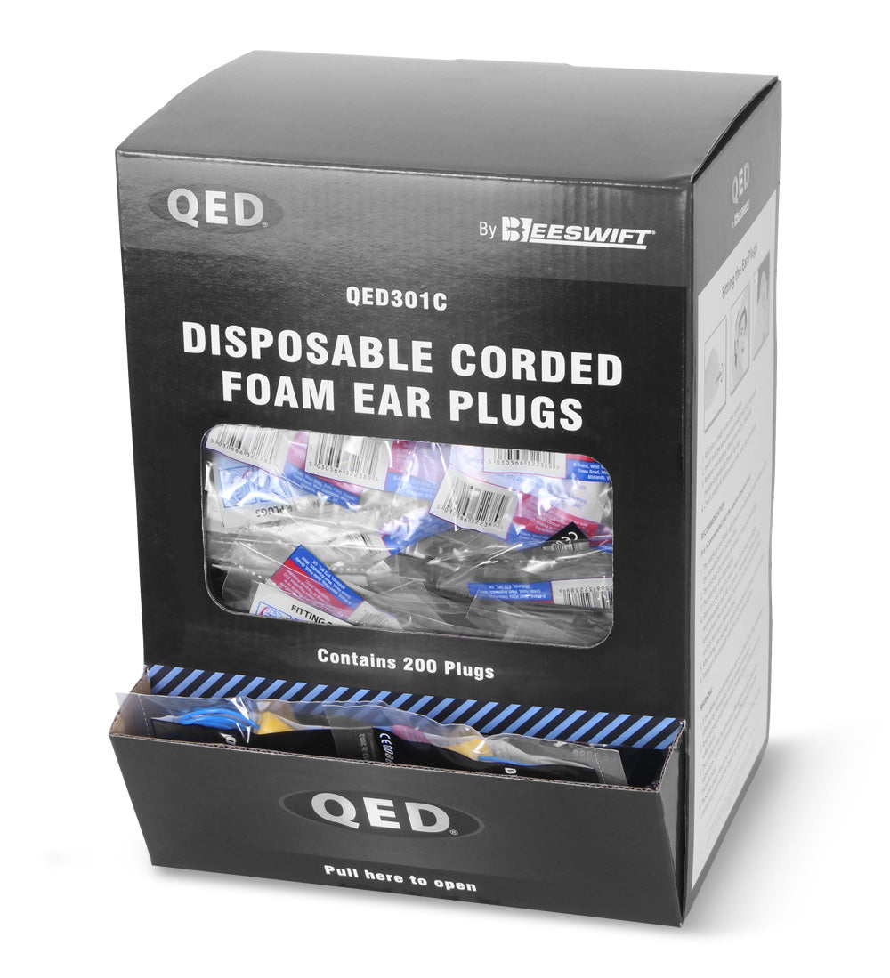 Beeswift Qed Disposable Foam Corded Ear Plugs Blue