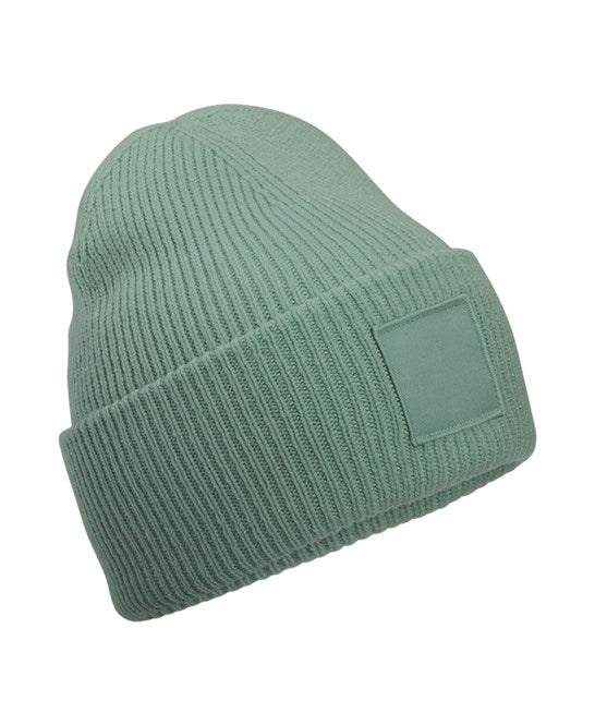 Deep-cuffed tonal patch beanie