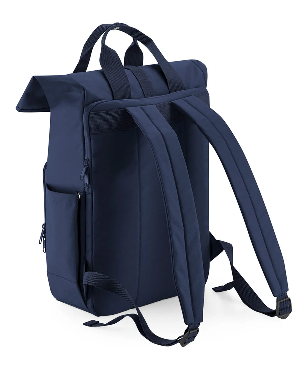 Recycled twin handle roll-top laptop backpack