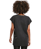 Women's acid washed extended shoulder tee