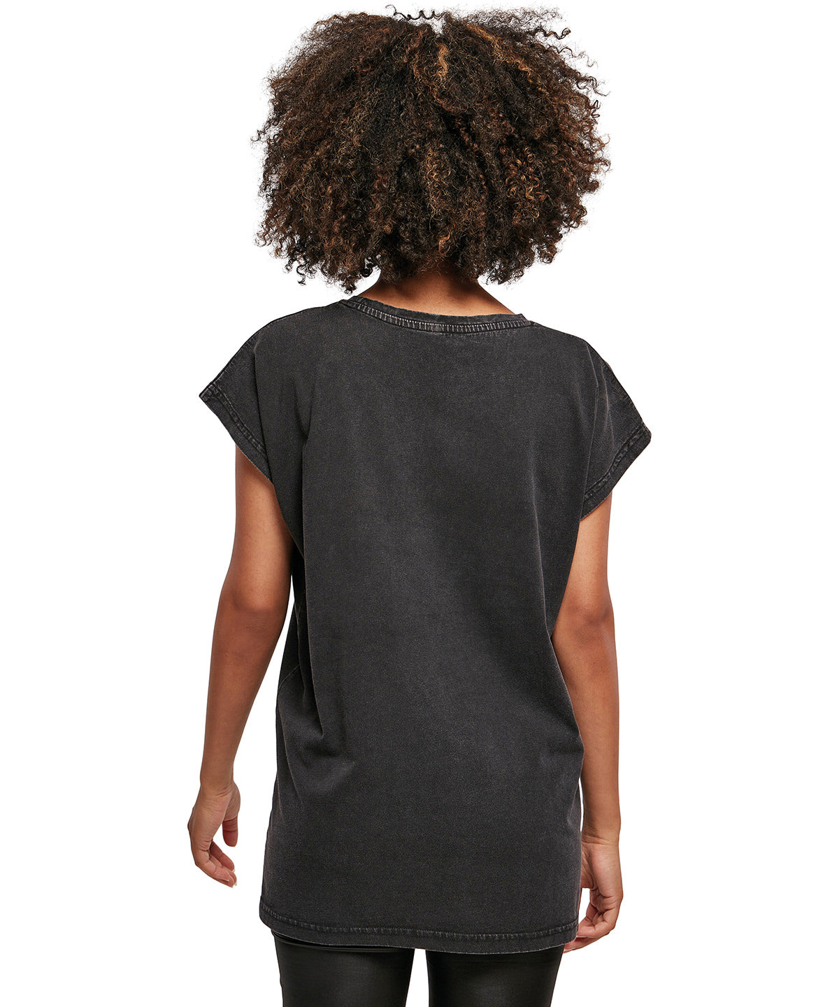 Women's acid washed extended shoulder tee