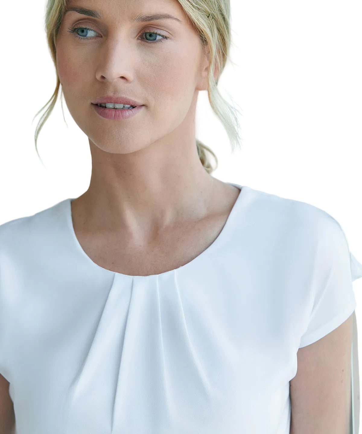 Women's Pleat Front Short Sleeve Blouse