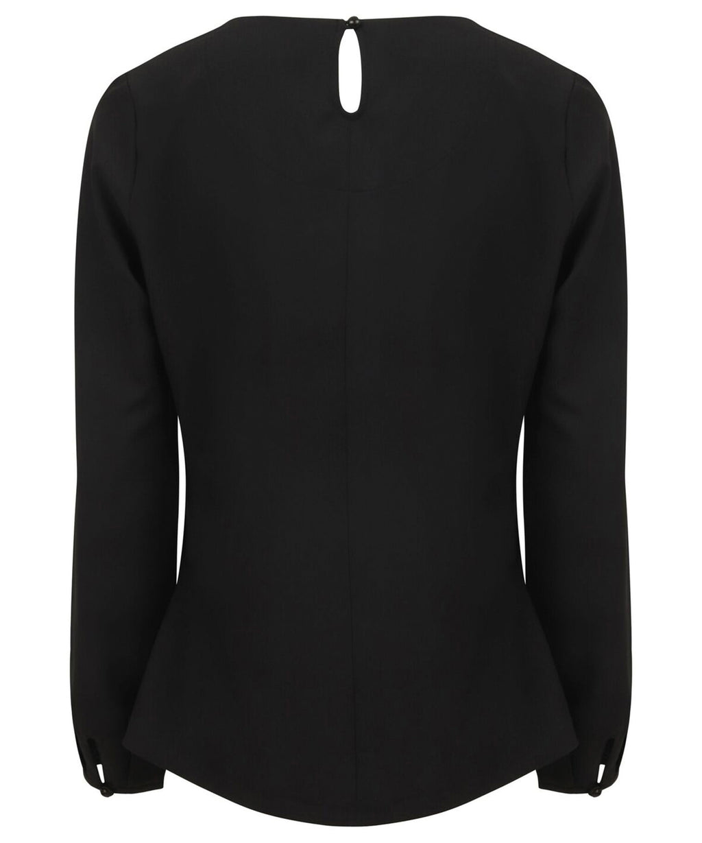 Women's Pleat Front Long Sleeve Blouse