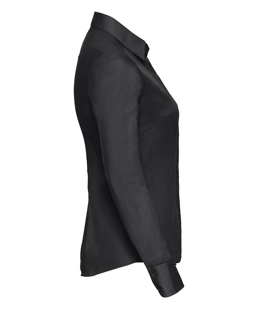 Women's Long Sleeve Polycotton Easycare Fitted Poplin Shirt