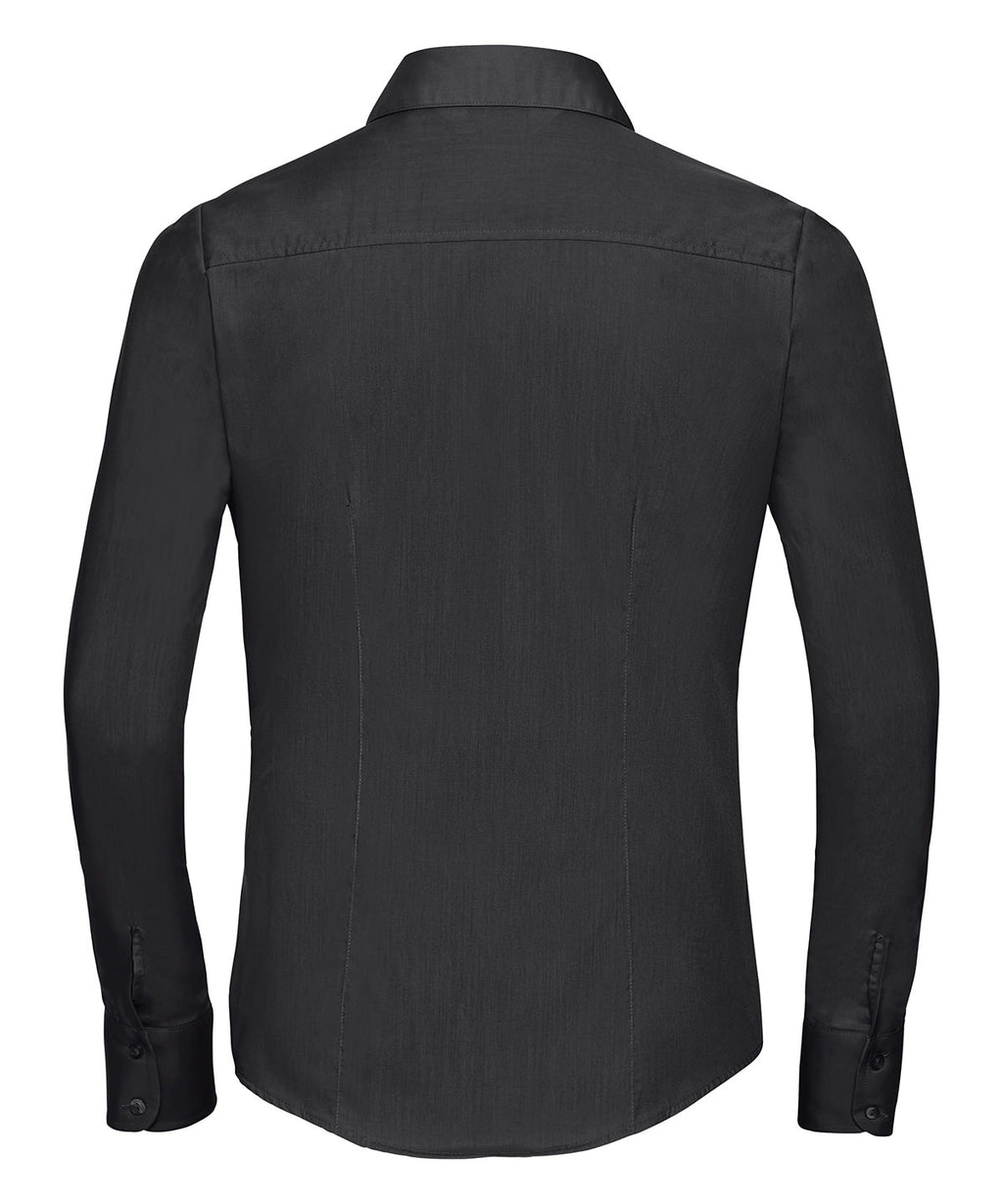 Women's Long Sleeve Polycotton Easycare Fitted Poplin Shirt