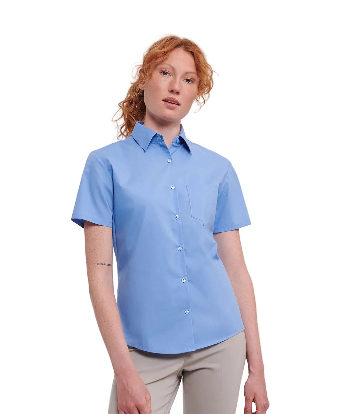 Women's Short Sleeve Polycotton Easycare Poplin Shirt