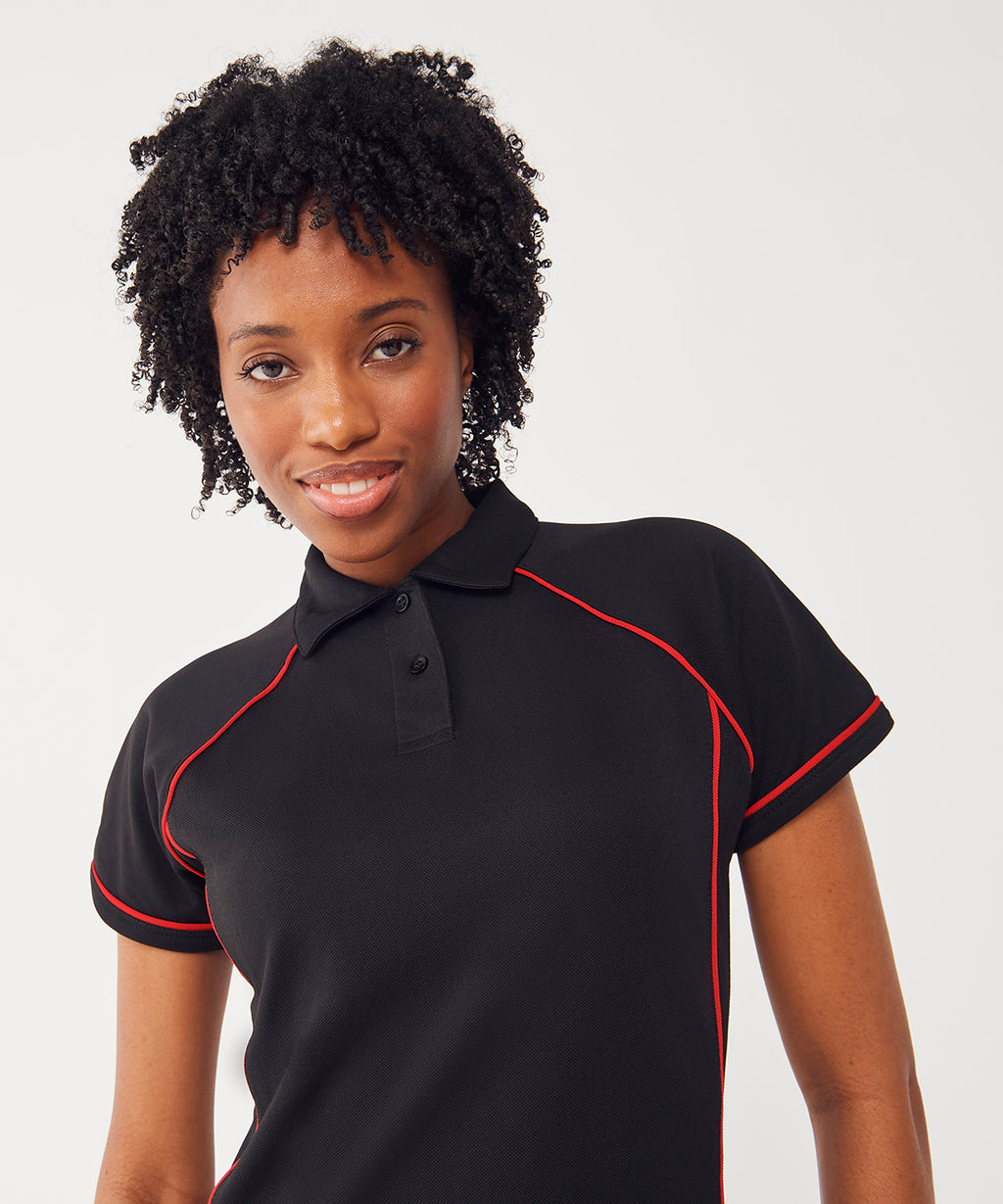Women's piped performance polo