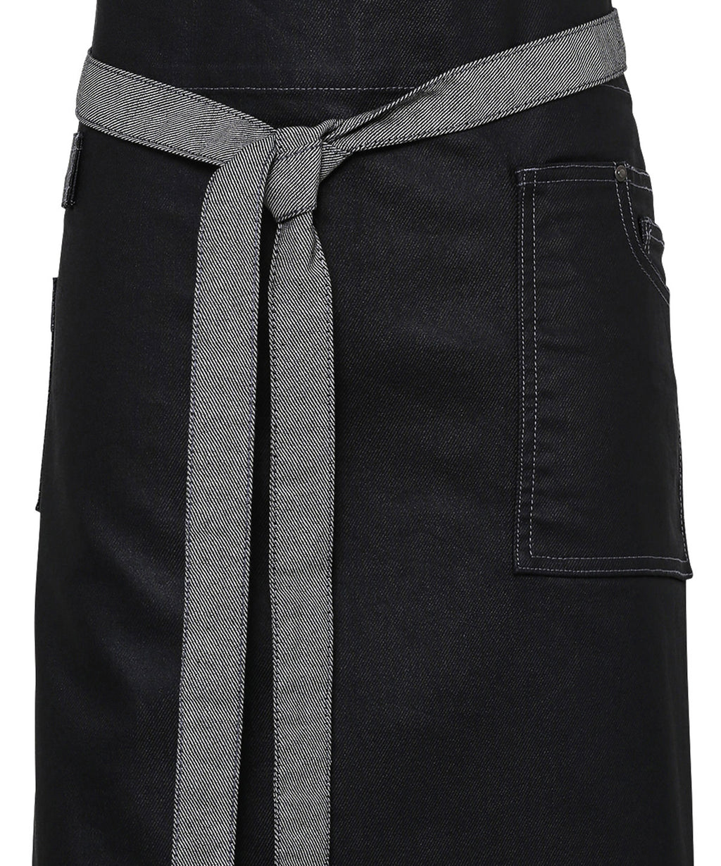 Division waxed-look denim waist apron