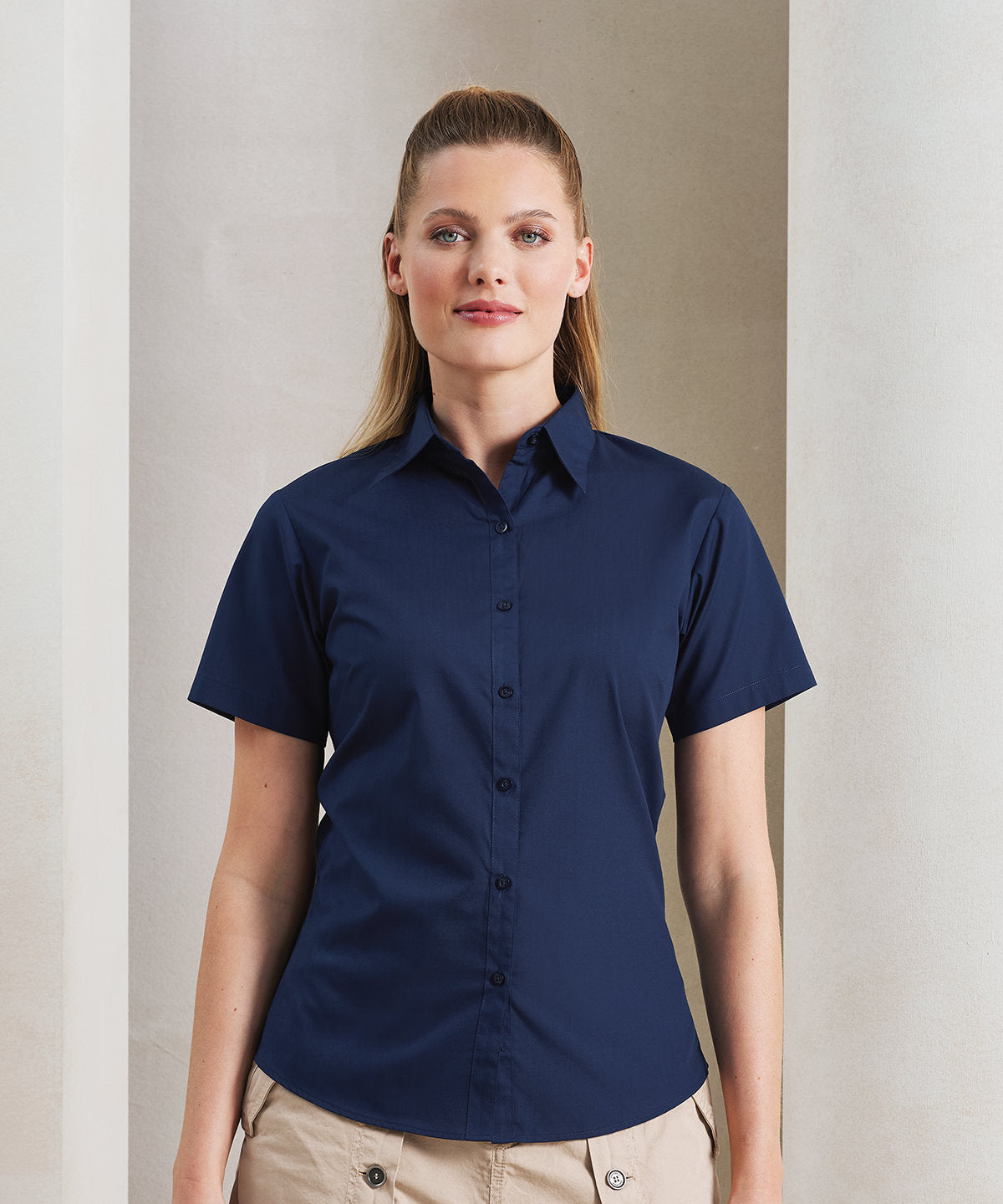 Women's Short Sleeve Poplin Blouse