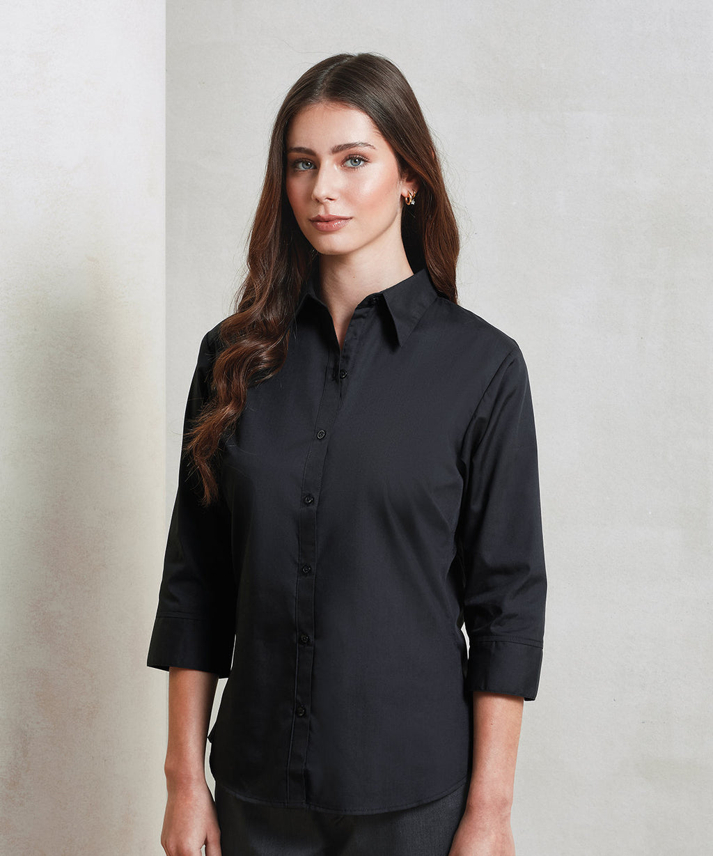 Women's ¾ sleeve poplin blouse