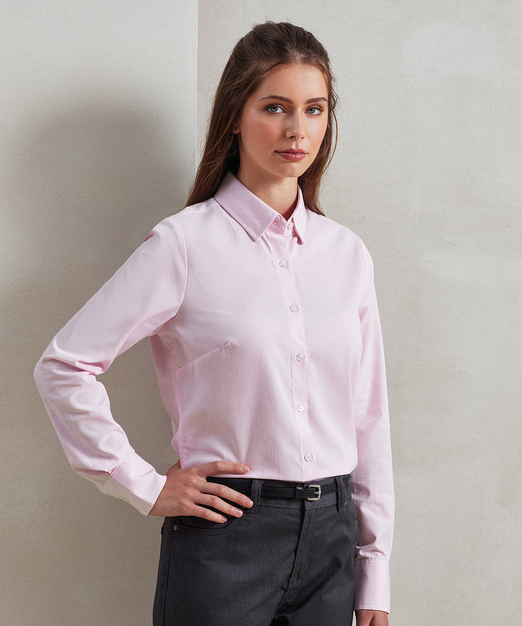 Women's Cotton-Rich Oxford Stripes Blouse