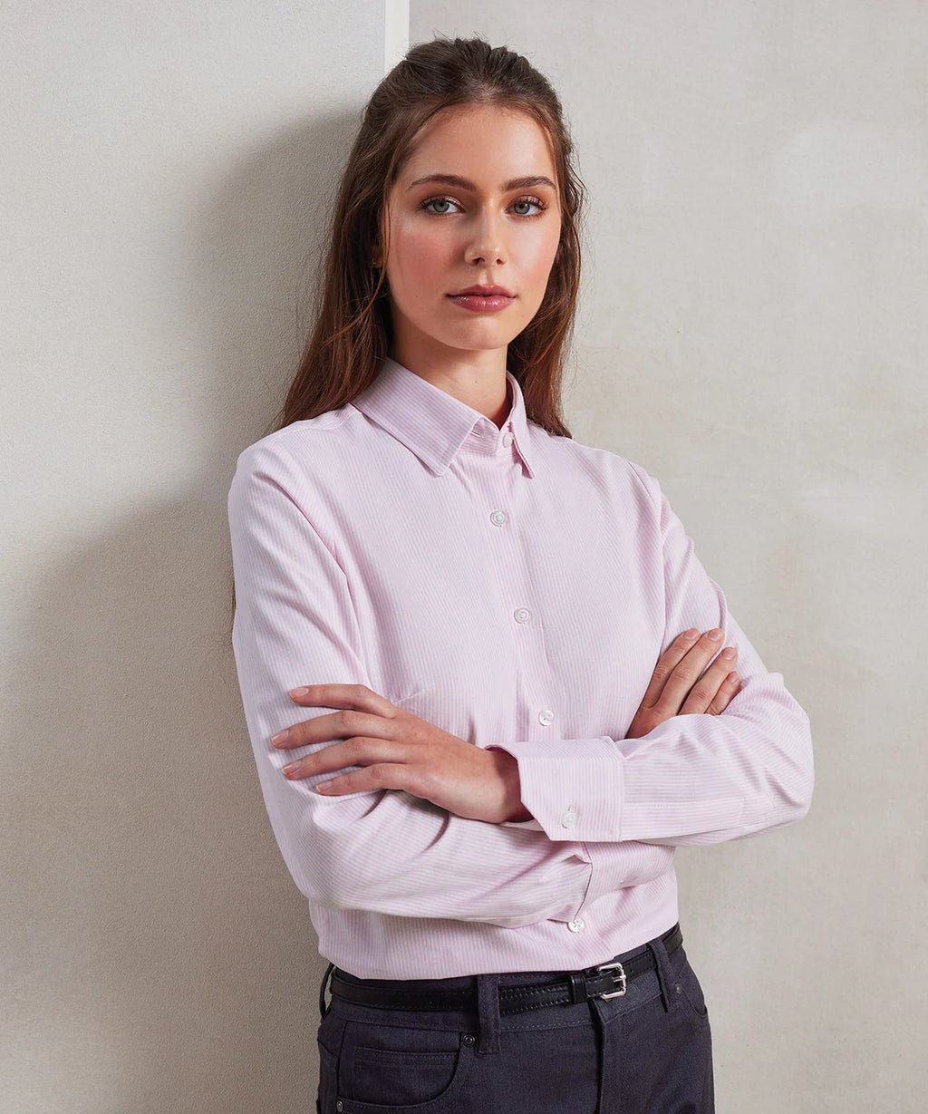 Women's Cotton-Rich Oxford Stripes Blouse