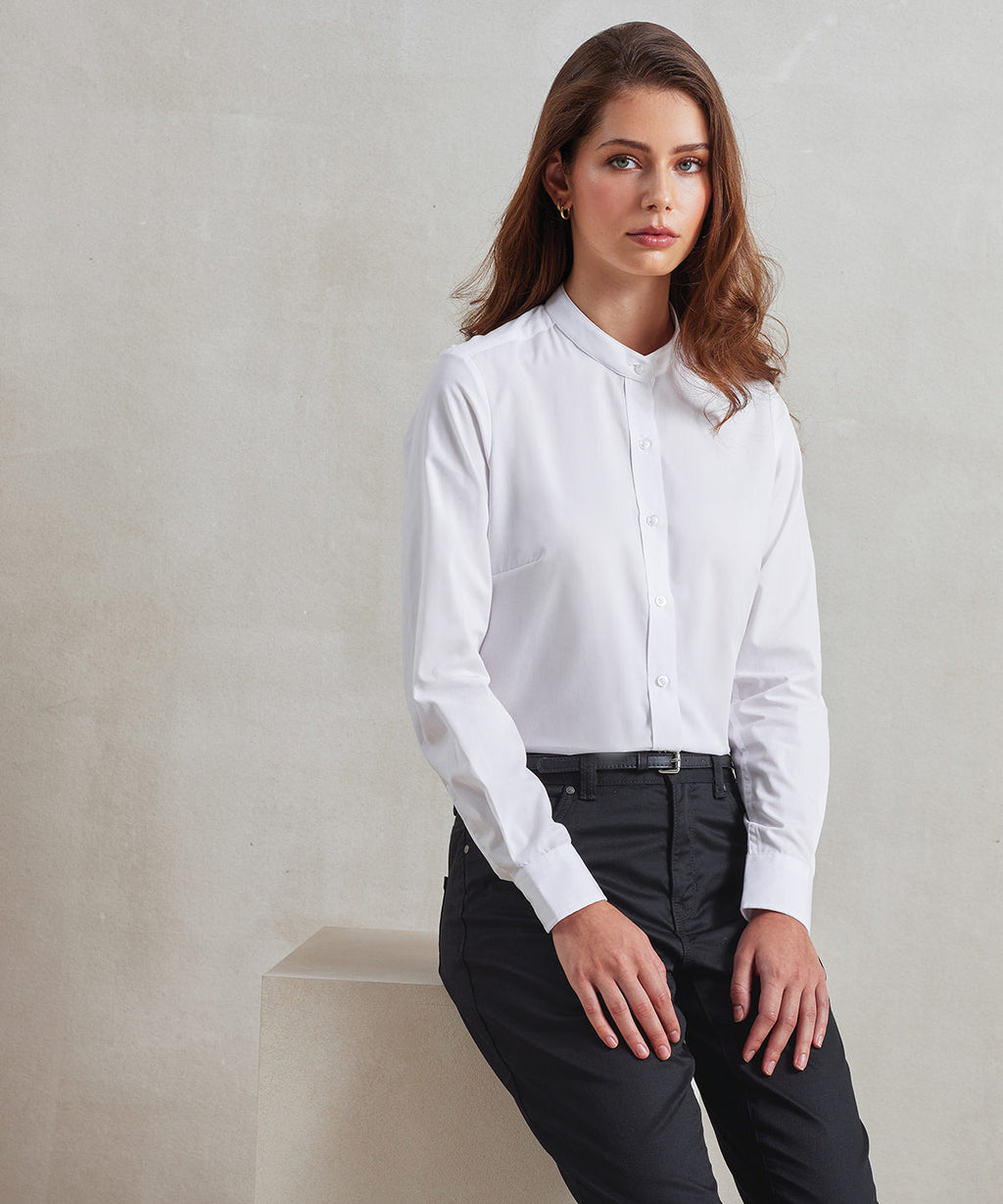 Women's banded collar 'grandad' shirt